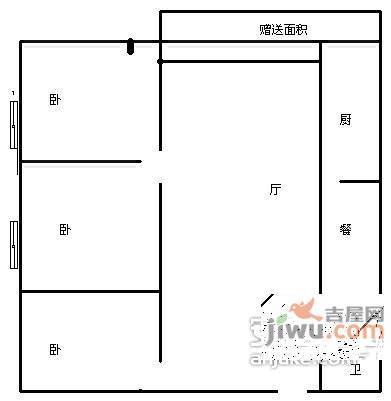 百科大厦3室2厅1卫户型图