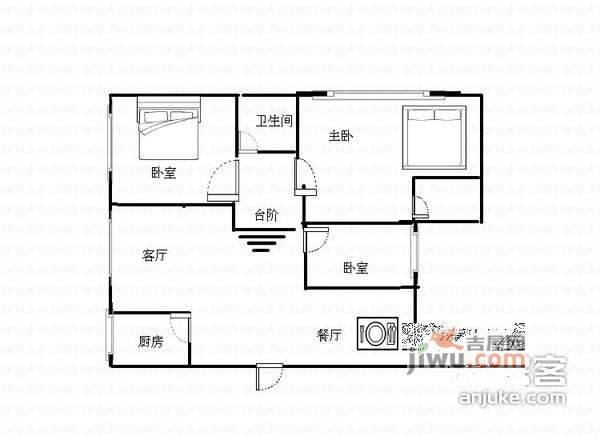 桃花园小区3室2厅2卫104㎡户型图