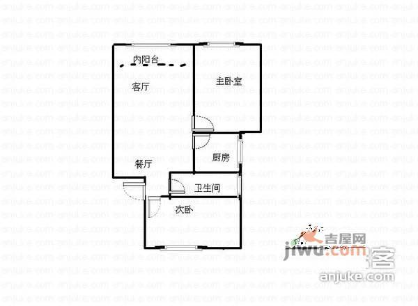 桃花园小区2室2厅1卫74㎡户型图