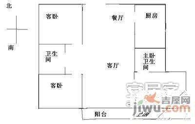 桃花园小区3室2厅2卫104㎡户型图