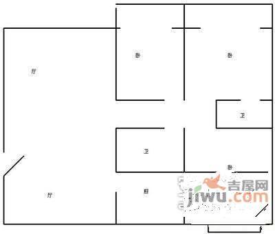 桃花园小区3室2厅2卫104㎡户型图