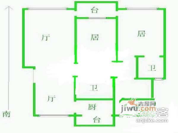 桃花园小区3室2厅2卫104㎡户型图