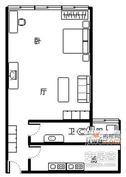 兴地都市方舟1室1厅1卫58㎡户型图