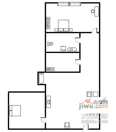 邹容广场2室1厅1卫90㎡户型图