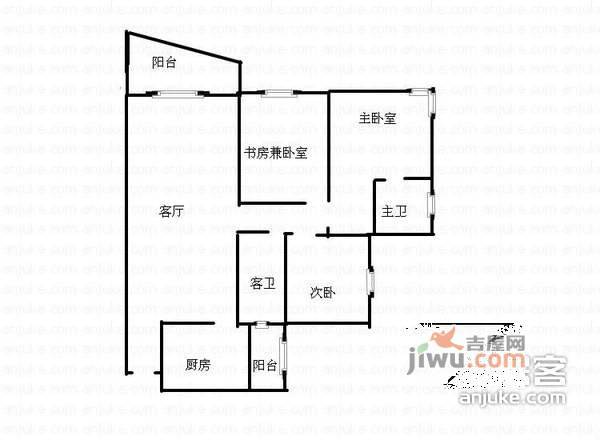 北城清迈阳光3室2厅2卫128㎡户型图