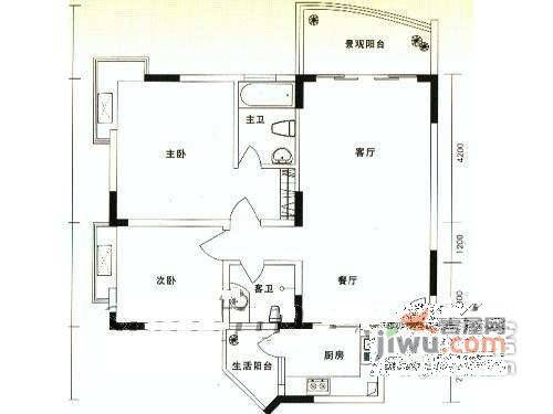 北城清迈阳光2室2厅2卫118㎡户型图