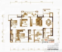 复地上城3室2厅2卫134㎡户型图