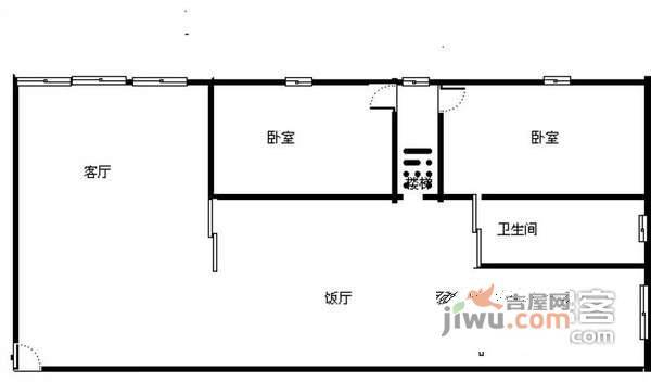 大堰一村2室1厅1卫54㎡户型图