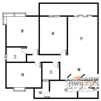 五江花园3室2厅2卫158㎡户型图