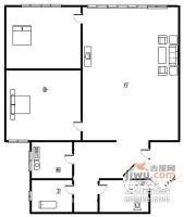 渝碚路2室1厅1卫63㎡户型图