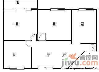 花园一村3室1厅1卫户型图