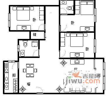 月光花园3室2厅2卫户型图