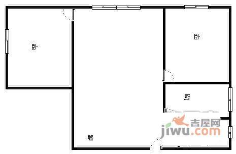 工人村2室1厅1卫68㎡户型图