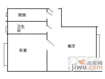 工人村1室1厅1卫50㎡户型图