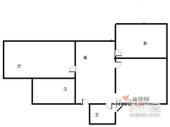 陈家湾小区2室1厅1卫户型图