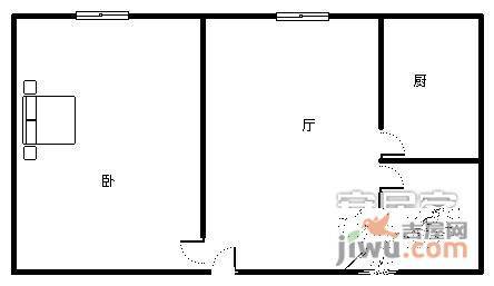 龙家秀色1室1厅1卫57㎡户型图