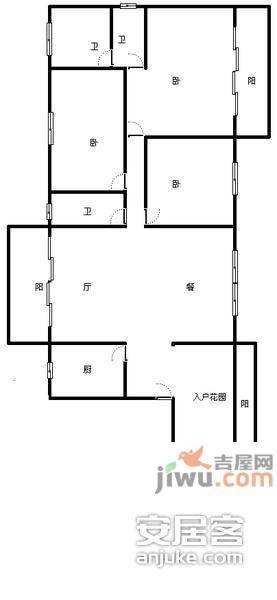 逸馨苑3室2厅2卫120㎡户型图