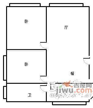 西郊二村2室2厅1卫84㎡户型图