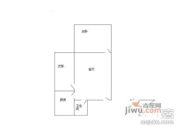 西郊二村2室2厅1卫84㎡户型图