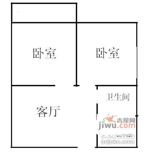 西郊二村2室1厅1卫84㎡户型图