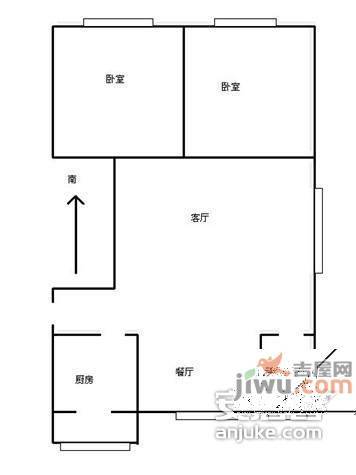 西郊二村2室1厅1卫84㎡户型图