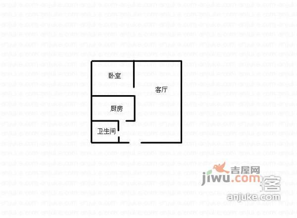 西郊二村1室1厅1卫户型图