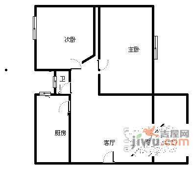 筑梦庭2室2厅1卫90㎡户型图