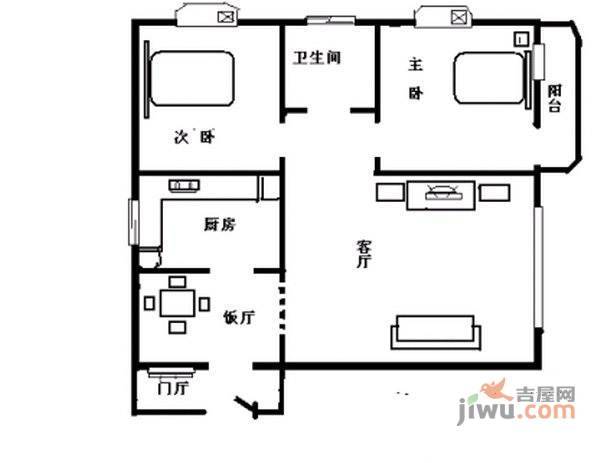 宏华苑2室2厅1卫户型图