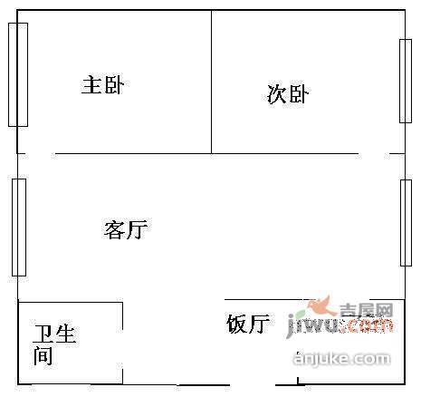 业城花园2室2厅1卫105㎡户型图