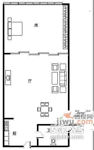 阳光星座1室1厅1卫55㎡户型图