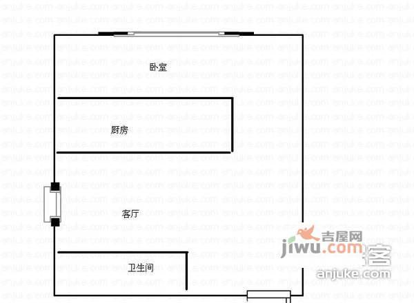 华天俊秀1室1厅1卫41㎡户型图