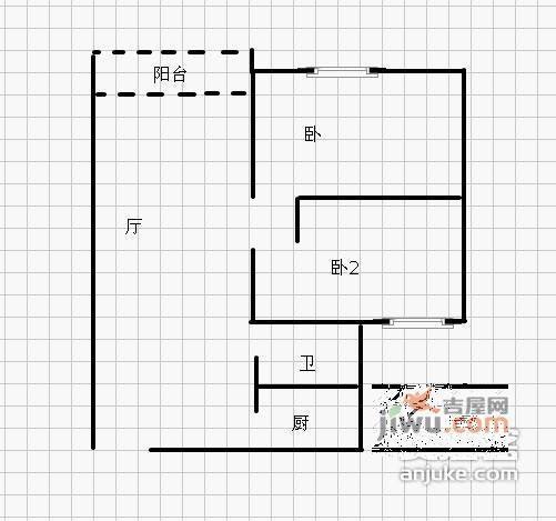 华天俊秀2室2厅1卫84㎡户型图