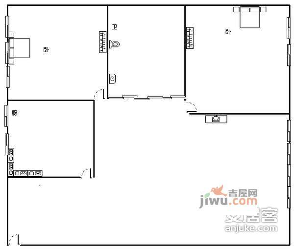 风华大厦2室2厅1卫110㎡户型图