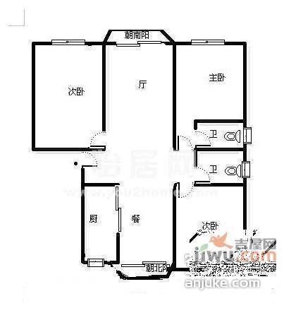 兰庭花园3室2厅2卫户型图