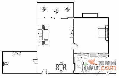 凤天俊园1室1厅1卫54㎡户型图