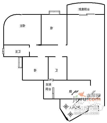 荣锦龙汇苑3室2厅2卫120㎡户型图