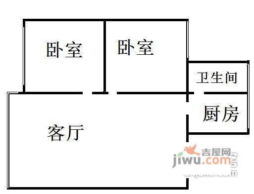 光荣村小区2室1厅1卫59㎡户型图