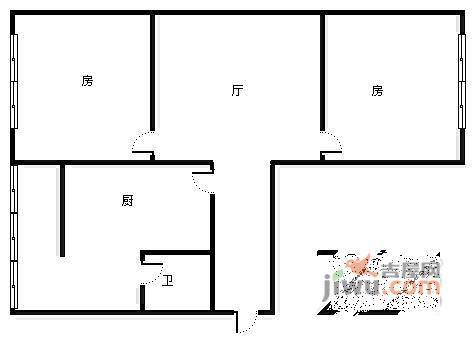 长江二路2室1厅1卫67㎡户型图