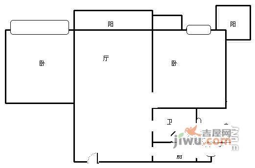 长江二路2室2厅1卫71㎡户型图