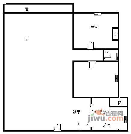 广厦城湖水岸2室2厅2卫85㎡户型图