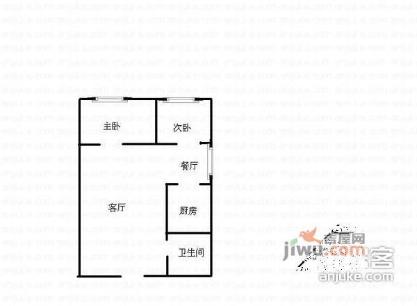 金星花园2室2厅1卫90㎡户型图