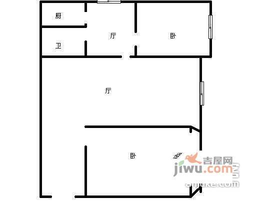 西郊三村2室2厅1卫65㎡户型图