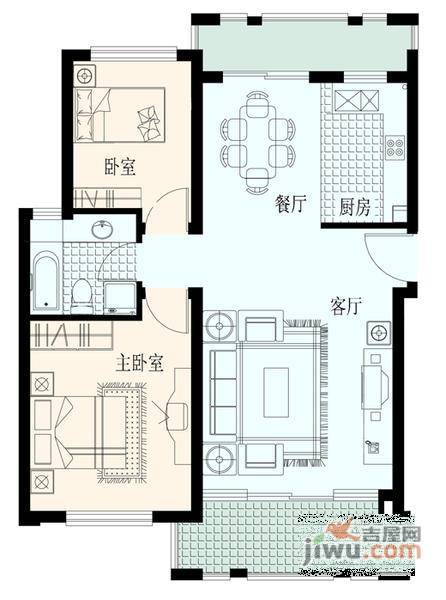 西郊三村2室2厅1卫65㎡户型图