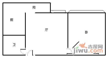 田野小区1室1厅1卫53㎡户型图