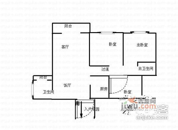 随缘居3室2厅2卫99㎡户型图