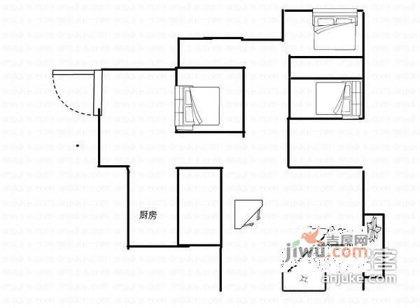 秋实小区3室2厅2卫108㎡户型图