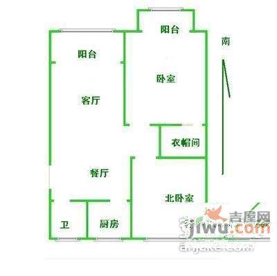 龙脊花园2室1厅1卫户型图