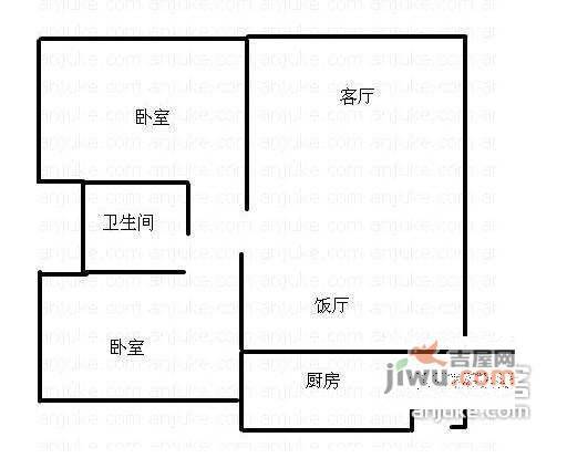 龙脊花园2室2厅1卫88㎡户型图