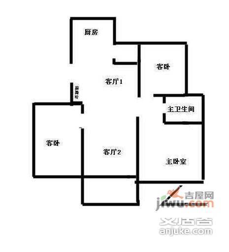 古楼村小区2室2厅1卫96㎡户型图