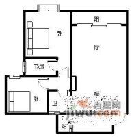 湖山花园2室2厅1卫94㎡户型图